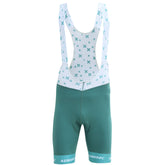 Side view of Aerodoc green seamless padded cycling shorts showcasing breathable fabric and smooth fit